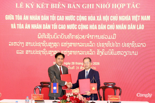 Ký kết biên bản hợp tác giữa TANDTC hai nước Việt Nam - Lào