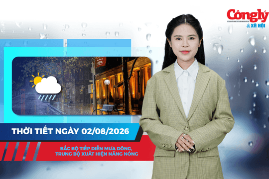 Thời tiết ngày 2/8: Bắc Bộ tiếp diễn mưa dông, Trung Bộ xuất hiện nắng nóng