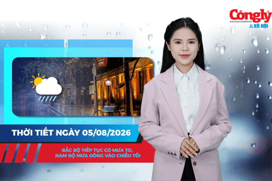 Thời tiết ngày 5/8: Bắc Bộ tiếp tục có mưa to, Nam Bộ mưa dông vào chiều tối