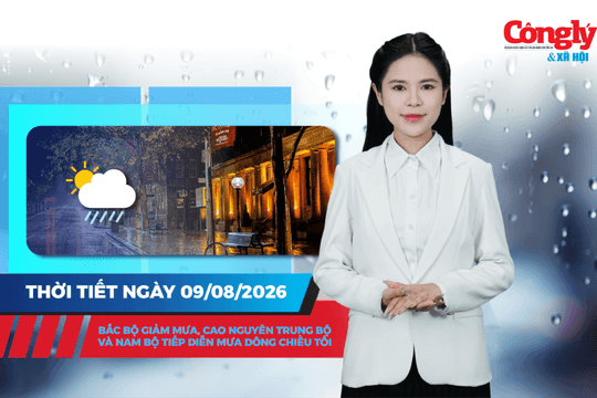 Thời tiết ngày 9/8: Bắc Bộ giảm mưa, Cao nguyên Trung Bộ và Nam Bộ tiếp diễn mưa dông chiều tối