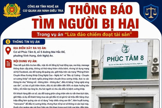 Công an tìm người từng điều trị xương khớp tại cơ sở Phúc Tâm 8