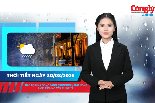 Thời tiết ngày 30/8: Bắc Bộ mưa dông tăng, Trung Bộ nắng nóng, Nam Bộ mưa vào chiều tối