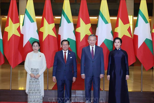 Tổng Bí thư, Chủ tịch nước Tô Lâm chủ trì Lễ đón chính thức Tổng thống Myanmar