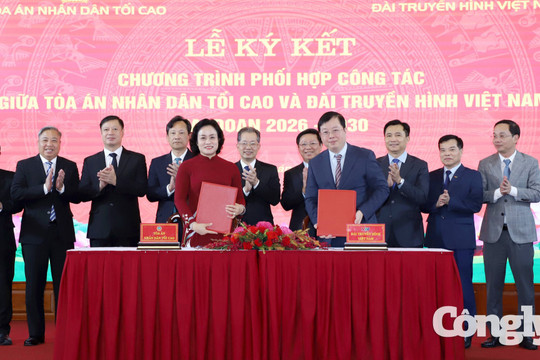 Tòa án nhân dân tối cao và VTV phối hợp công tác đến năm 2030
