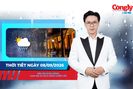 Thời tiết ngày 8/9: Bắc Bộ ngày nắng, Nam Bộ có mưa dông chiều tối