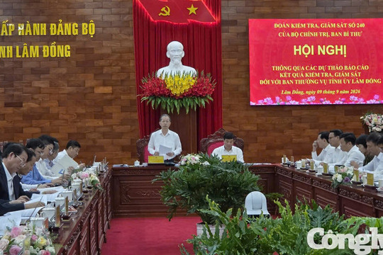 Đoàn Kiểm tra, giám sát số 240 làm việc với Ban Thường vụ Tỉnh ủy Lâm Đồng