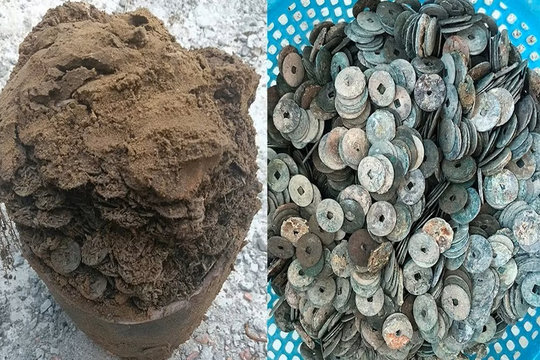 Đào móng nhà, phát hiện chum tiền xu nặng gần 10kg