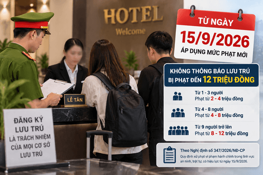 Từ 15/9, không thông báo lưu trú có thể bị phạt tới 12 triệu đồng