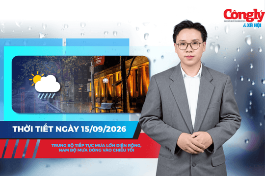 Thời tiết ngày 15/9: Trung Bộ tiếp tục mưa lớn diện rộng, Nam Bộ mưa dông vào chiều tối