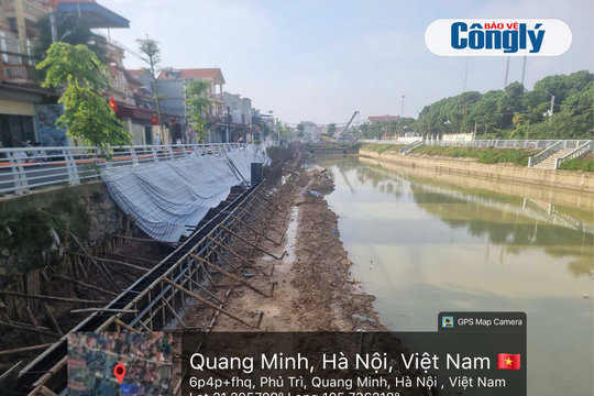 Quang Minh (Hà Nội): Bờ kè ao Phù Trì xuất hiện vết nứt, dấu hiệu sạt lở sau mưa lớn