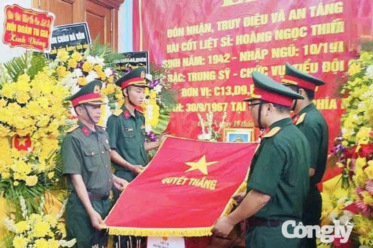 Trang trọng lễ an táng liệt sĩ Hoàng Ngọc Thiết sau gần 59 năm hy sinh