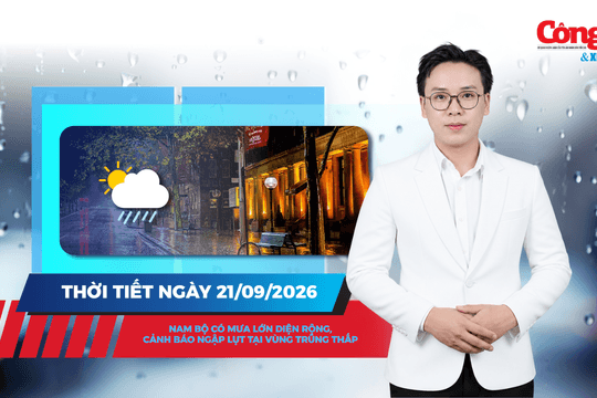 Thời tiết ngày 21/9: Nam Bộ có mưa lớn diện rộng, cảnh báo ngập lụt tại vùng trũng thấp.