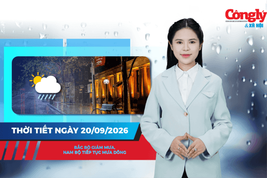 Thời tiết ngày 20/9: Bắc Bộ giảm mưa, Nam Bộ tiếp tục mưa dông