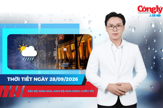 Thời tiết ngày 28/9: Bắc Bộ giảm mưa, Nam Bộ mưa dông chiều tối