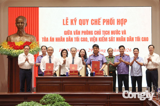 Ký Quy chế phối hợp giữa Văn phòng Chủ tịch nước với TANDTC và VKSNDTC