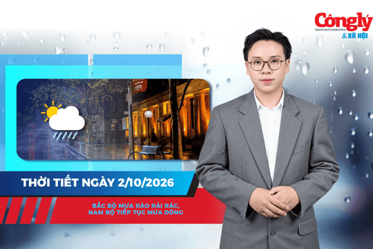 Thời tiết ngày 2/10: Bắc Bộ mưa rào rải rác, Nam Bộ tiếp tục mưa dông