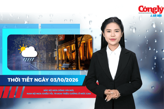 Thời tiết ngày 3/10: Bắc Bộ mưa dông vài nơi, Nam Bộ mưa chiều tối