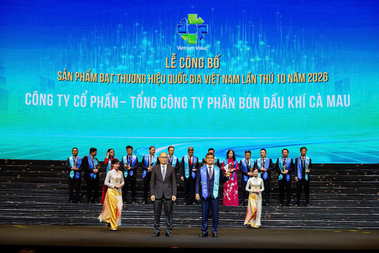 Đạm Cà Mau và NPK Cà Mau đạt Thương hiệu quốc gia Việt Nam 2026