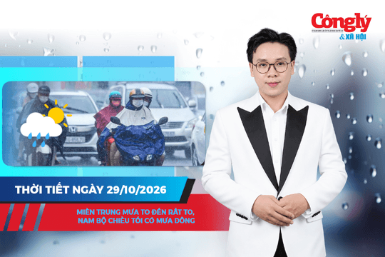 Thời tiết ngày 29/10: Miền Trung mưa to đến rất to, Nam Bộ chiều tối có mưa dông