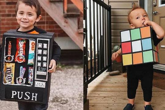 Khi quần áo cũ, thùng giấy biến thành trang phục Halloween độc đáo