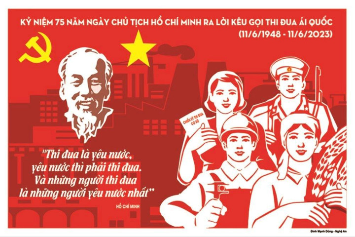 Phát hành bộ tranh cổ động nhân dịp 75 năm Bác Hồ ra Lời kêu gọi 'Thi đua ái quốc'