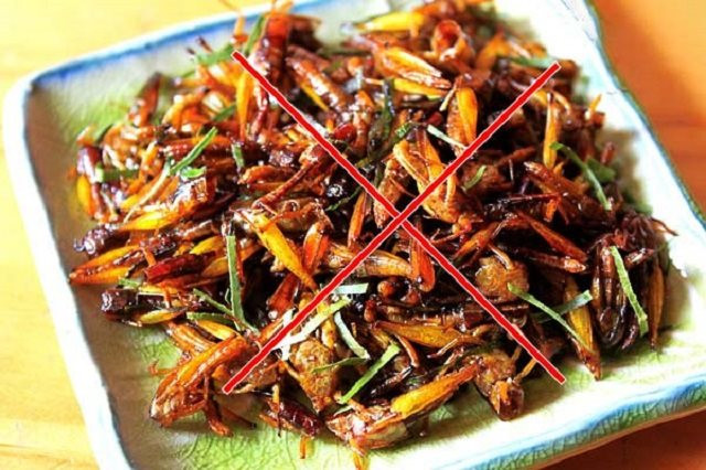 Nhập viện cấp cứu sau khi ăn châu chấu rang