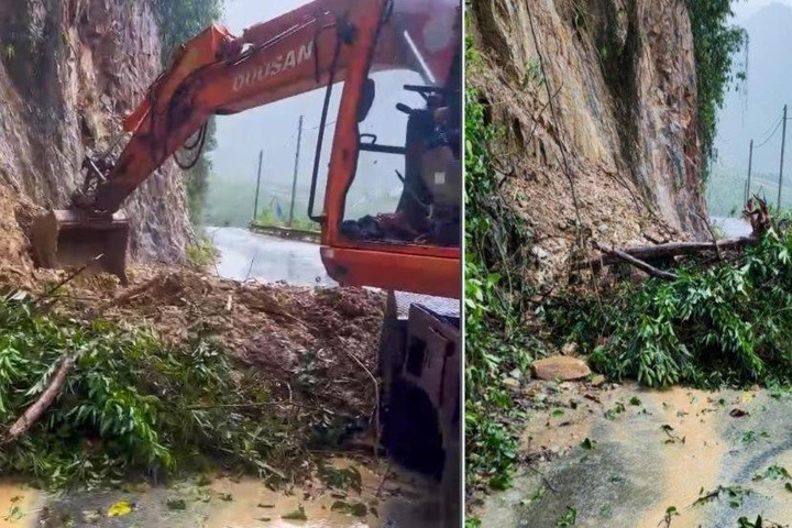 Đà Nẵng: Mưa lớn gây sạt lở đoạn đường qua đèo La Ngà