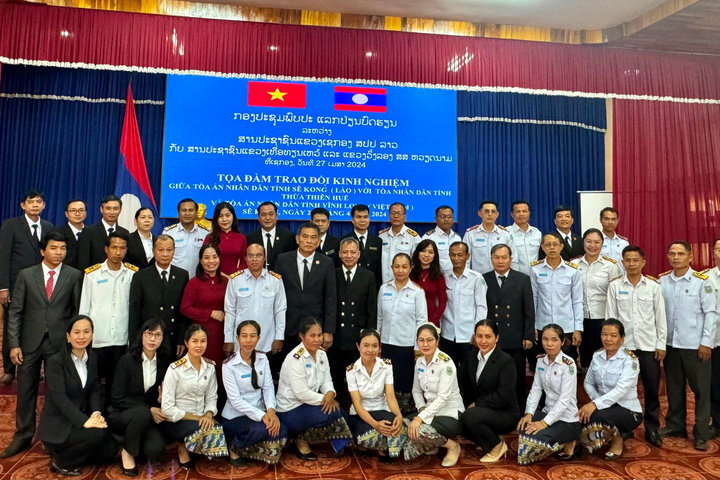 TAND tỉnh TT-Huế và Vĩnh Long thăm, làm việc tại TAND tỉnh Sekong