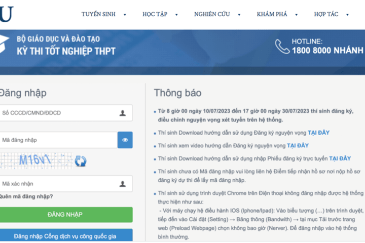 Cổng đăng ký trực tuyến Kỳ thi tốt nghiệp THPT năm 2024 bảo đảm đăng ký dự thi thành công