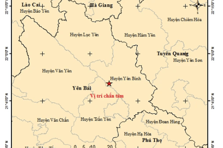 Yên Bái: Động đất có độ lớn 3.0