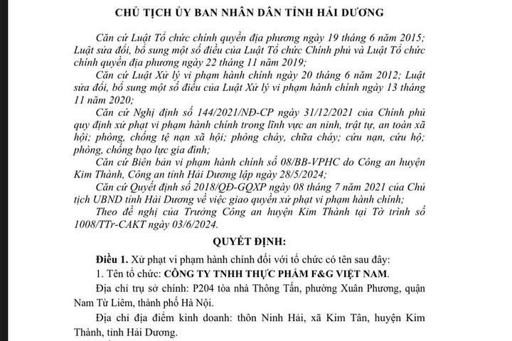 3 doanh nghiệp ở Hải Dương bị phạt do vi phạm về PCCC