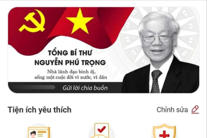 Người dân có thể gửi lời tri ân Tổng Bí thư Nguyễn Phú Trọng trên Sổ tang điện tử VNeID