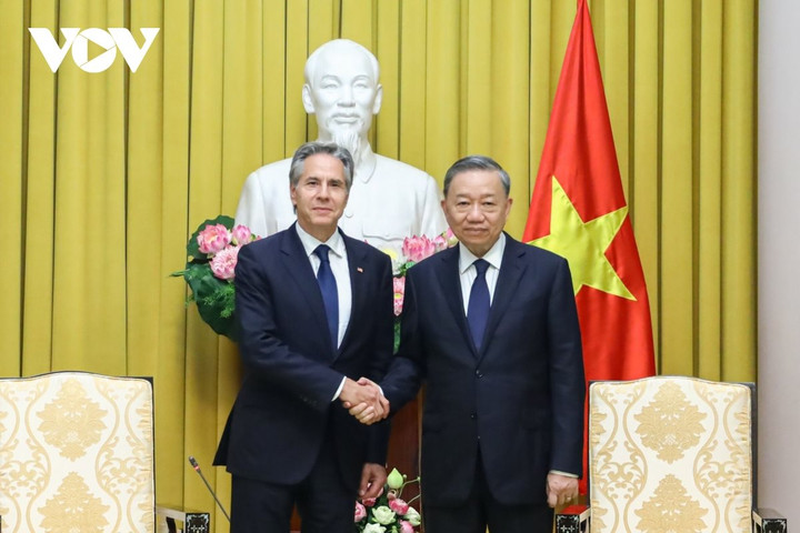 Chủ tịch nước Tô Lâm tiếp Ngoại trưởng Hoa Kỳ Antony Blinken