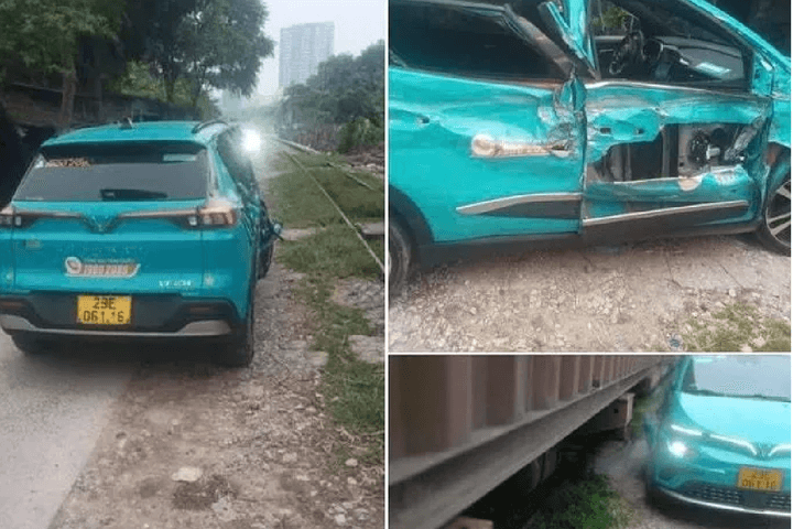 Taxi bất ngờ gặp sự cố cạnh đường ray, bị tàu hỏa tông trúng