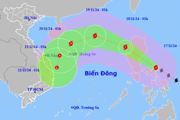 Siêu bão Man-yi vào Biển Đông trong đêm nay, nhiều tỉnh miền Trung bị ảnh hưởng