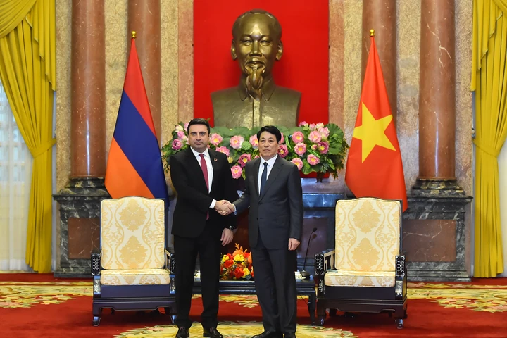 Chủ tịch nước Lương Cường tiếp Chủ tịch Quốc hội Cộng hòa Armenia Alen Simonyan
