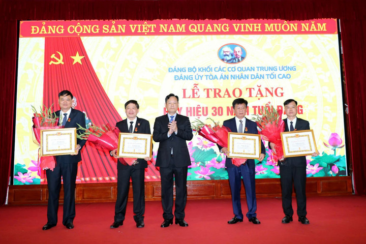 Đảng ủy Tòa án nhân dân tối cao trao Huy hiệu 30 năm tuổi Đảng