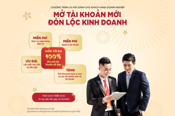 “Mở tài khoản mới – Đón lộc kinh doanh” với Agribank
