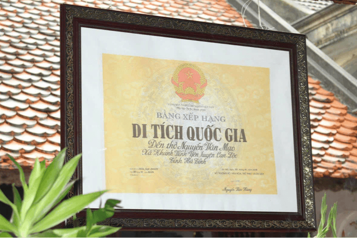 Hà Tĩnh: Đón Bằng xếp hạng Di tích cấp Quốc gia đền thờ Nguyễn Văn Mạo