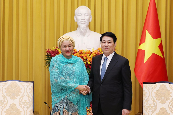 Chủ tịch nước Lương Cường tiếp Phó Tổng Thư ký Liên Hợp Quốc Amina Mohammed
