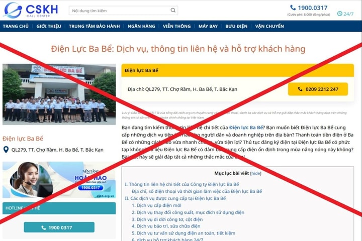 Cảnh báo trang web lừa đảo, giả mạo Tổng công ty Điện lực miền Bắc