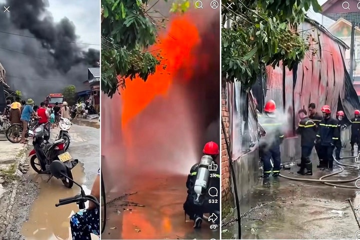 Cháy lớn tại một cửa hàng chăn ga, gối đệm ở Hải Phòng