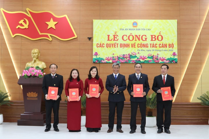 TAND tỉnh Cà Mau công bố các quyết định về công tác cán bộ