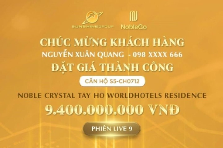 “Săn” thành công căn hộ hàng hiệu của Sunshine Group với giá rẻ hơn gần 6 tỷ trên livestream 29/7