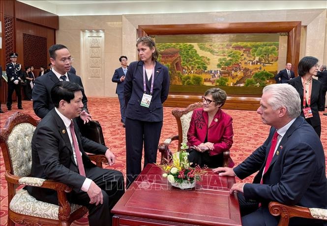 Chủ tịch nước Lương Cường gặp lãnh đạo các nước tại Lễ kỷ niệm chiến thắng phát-xít