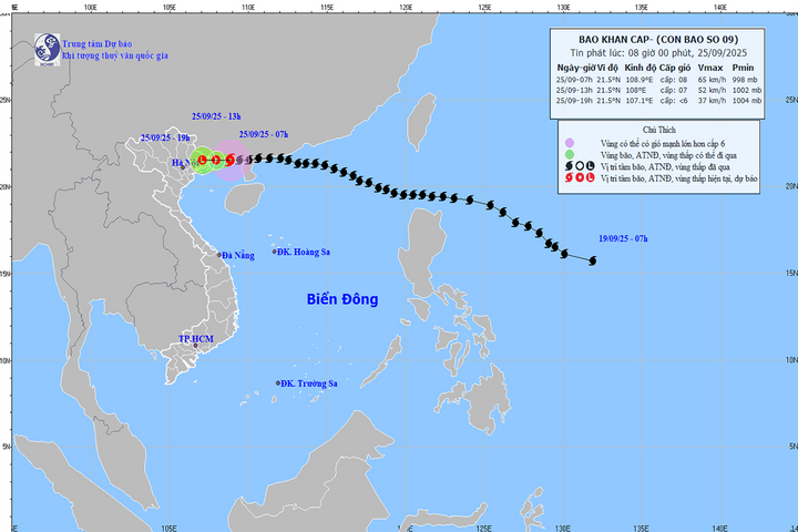 Bão số 9 Ragasa giật cấp 10, cách Quảng Ninh 60 km