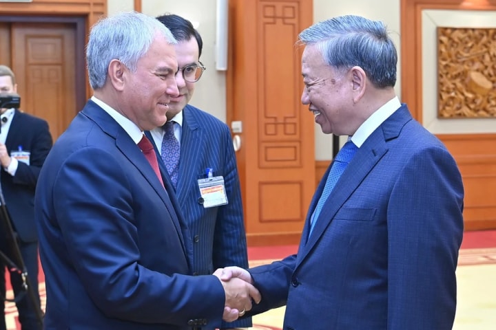 Tổng Bí thư Tô Lâm tiếp Chủ tịch Duma Quốc gia Quốc hội Liên bang Nga Vyacheslav Volodin