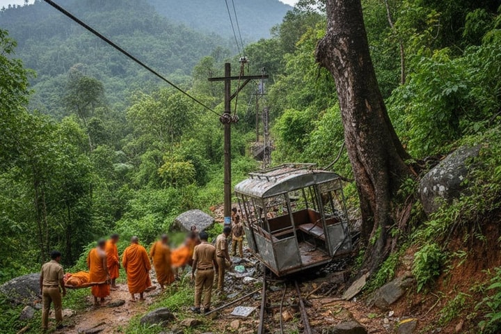 Đứt cáp treo tự chế, 8 nhà sư tử vong