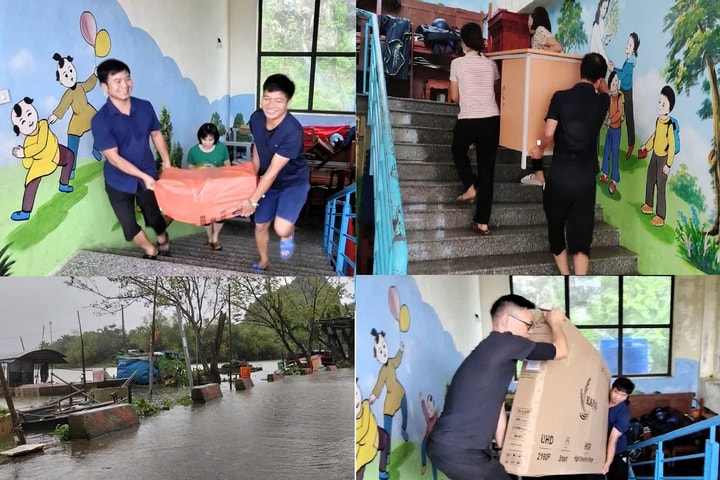 Ninh Bình: Học sinh nghỉ học, thầy cô vùng ‘rốn lũ” tất bật di chuyển đồ đạc