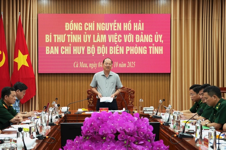 Bí thư Tỉnh ủy Cà Mau làm việc với Đảng ủy Ban Chỉ huy BĐBP tỉnh